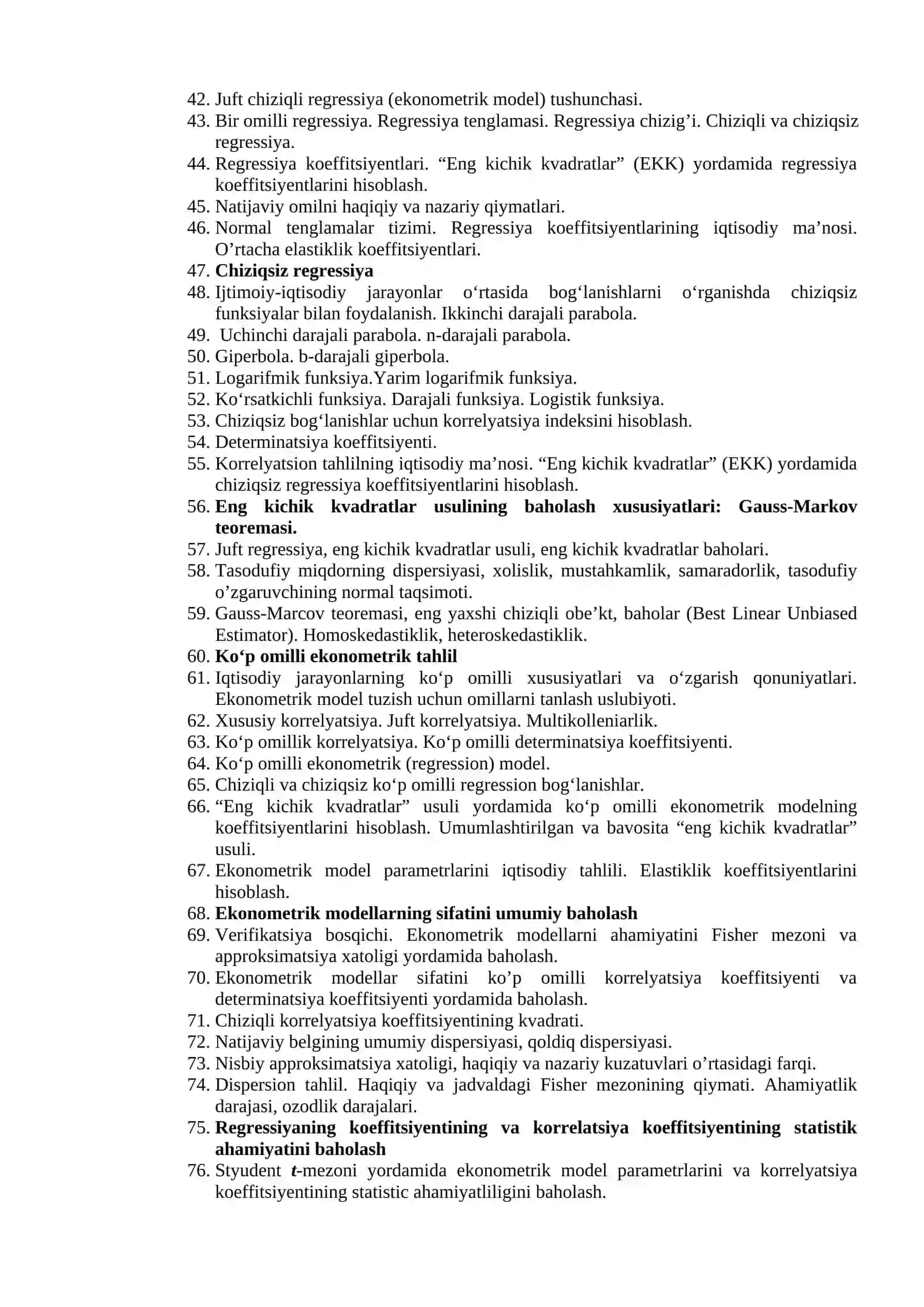 Ekonometrik modellashtirish asoslari 2