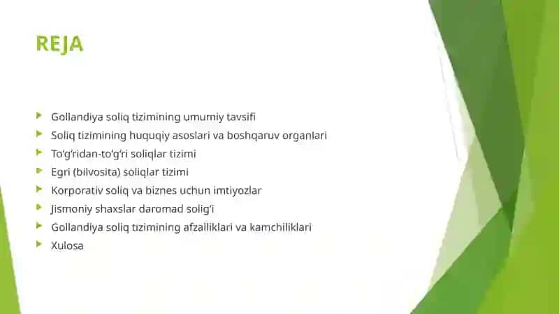 Gollandiya (Niderlandiya) Soliq Tizimi 2