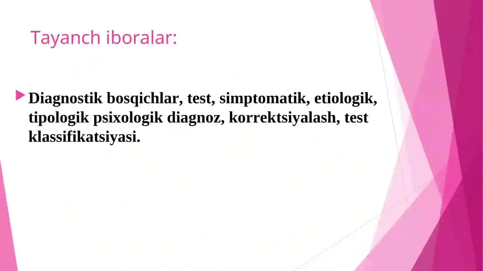 Psixodiagnostik tekshiruv va tadqiqotlar va psixodiagnostika metodlari klassifikatsiyasi 2