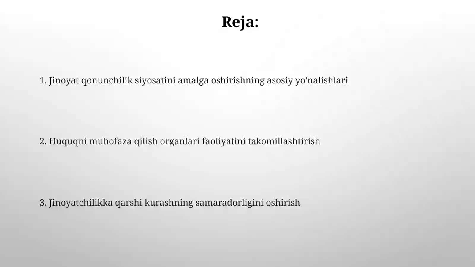 Jinoyat qonunchiligini takomillashtirish va modernizatsiya qilish 2