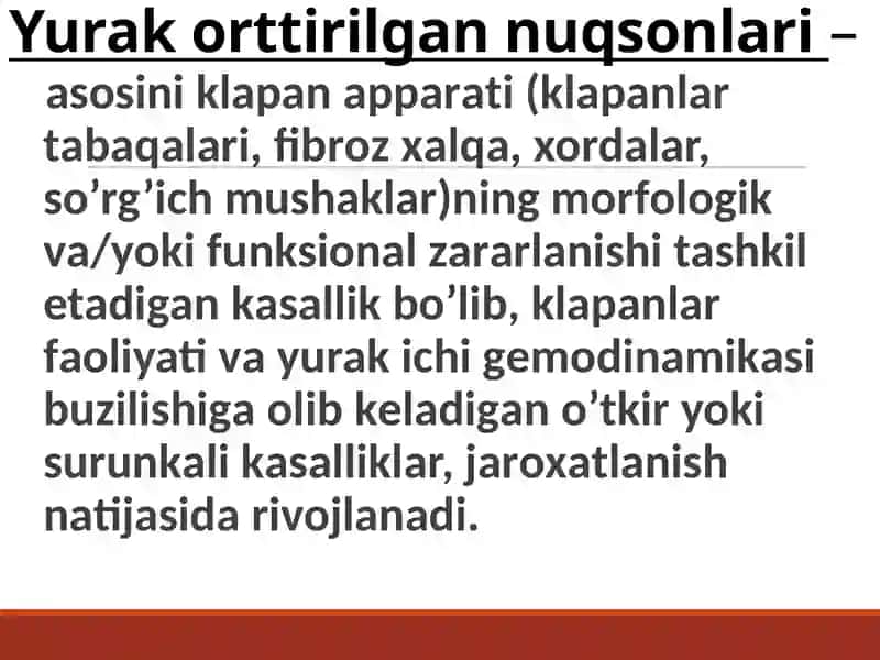Yurak mitral va aortal nuqsonlari. 2