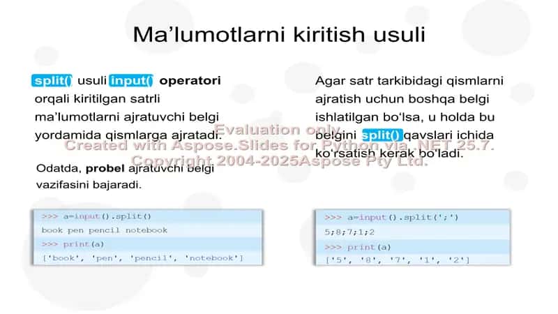 Pythonda operator va ifodalar 2
