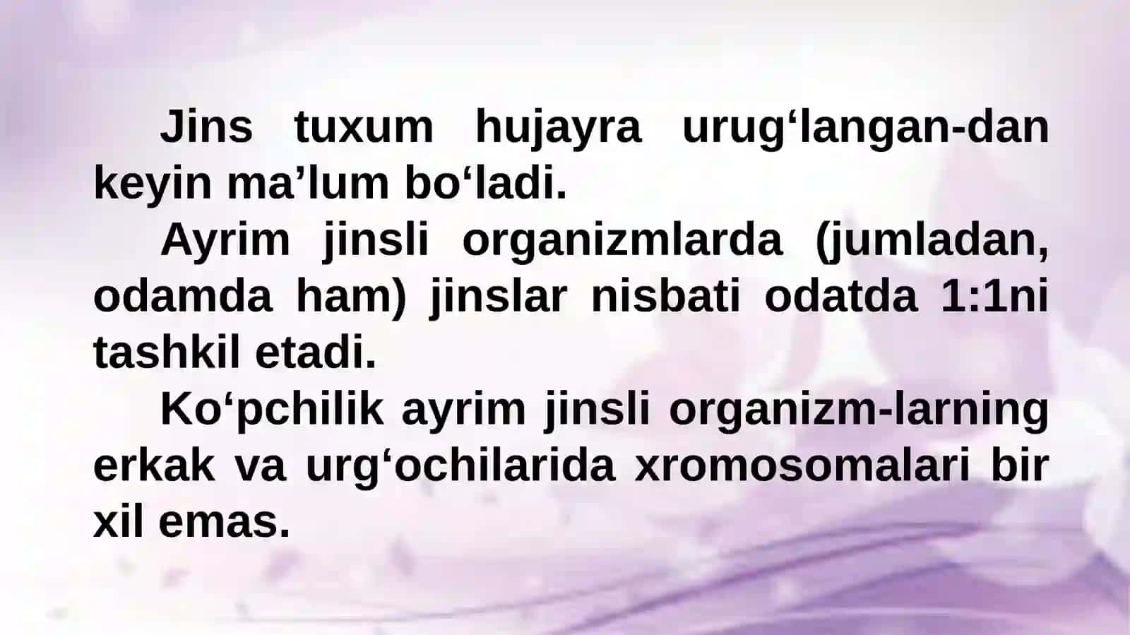 Xromosomalar va jinsning birikkan holdairsi 2