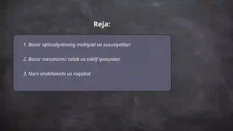 Bozor iqtisodiyotini shakllanishi va amal qilishi 2