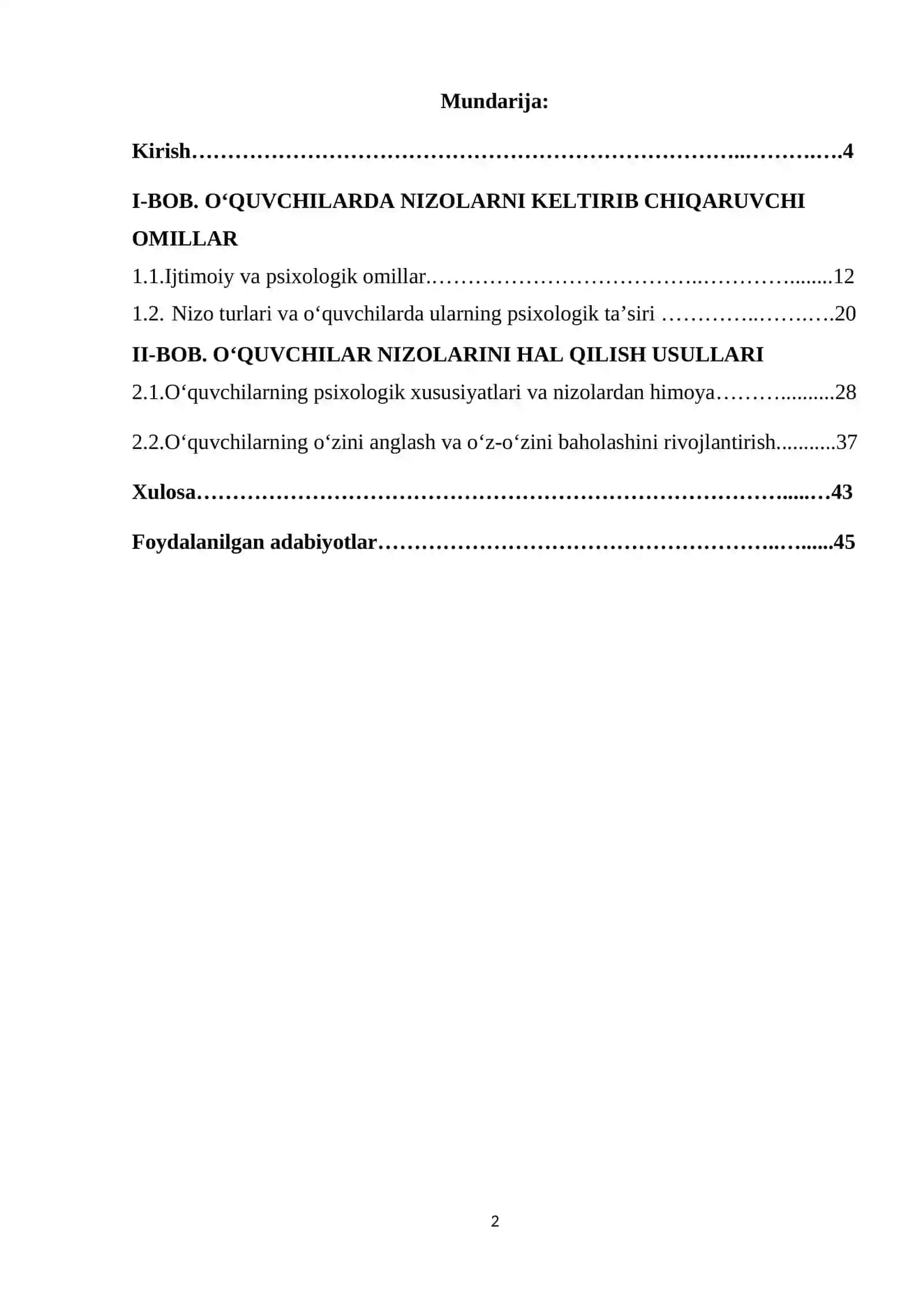 O‘QUVCHILARNI O‘ZARO MUNOSABATLARDAGI NIZOLARDA PSIXOLOGIK XUSUSIYATLARI 2