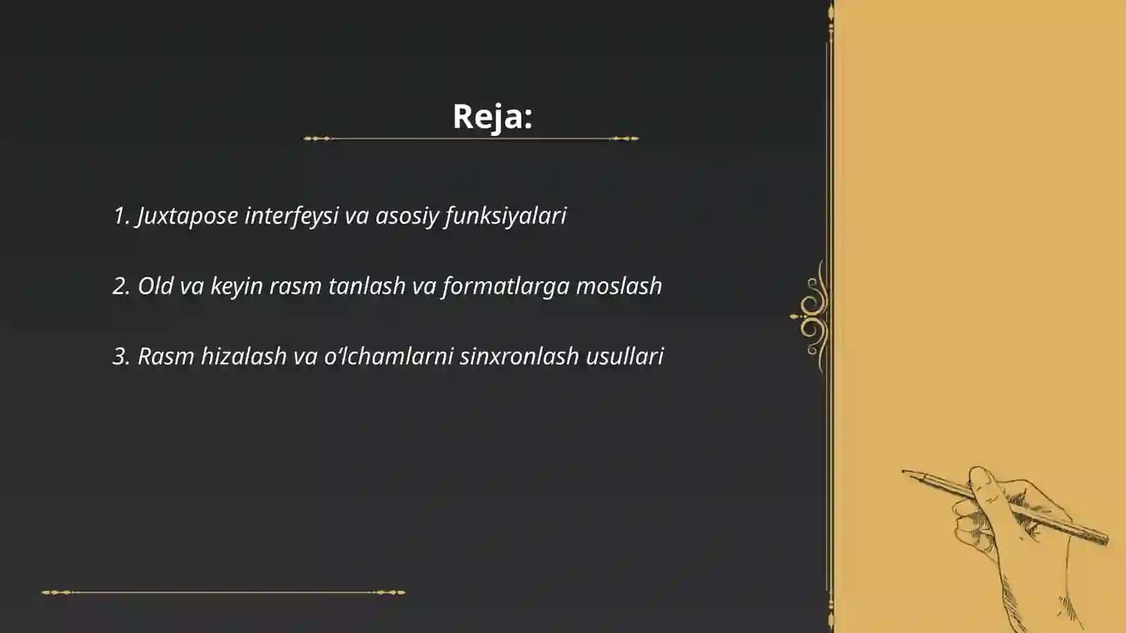 Juxtapose platformasida fotomuqoyasa tayyorlash oʻziga xosligi 2