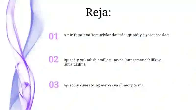 Amir Temur va Temuriylar davridagi iqtisodiy g'oyalar va iqtisodiy siyosat 2