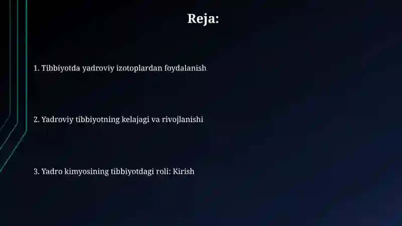 Yadro kimyosiningtibbiyotdagio'rni 2