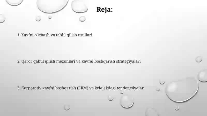RISKNI O'LCHASH VA QAROR QABULQILISH 2