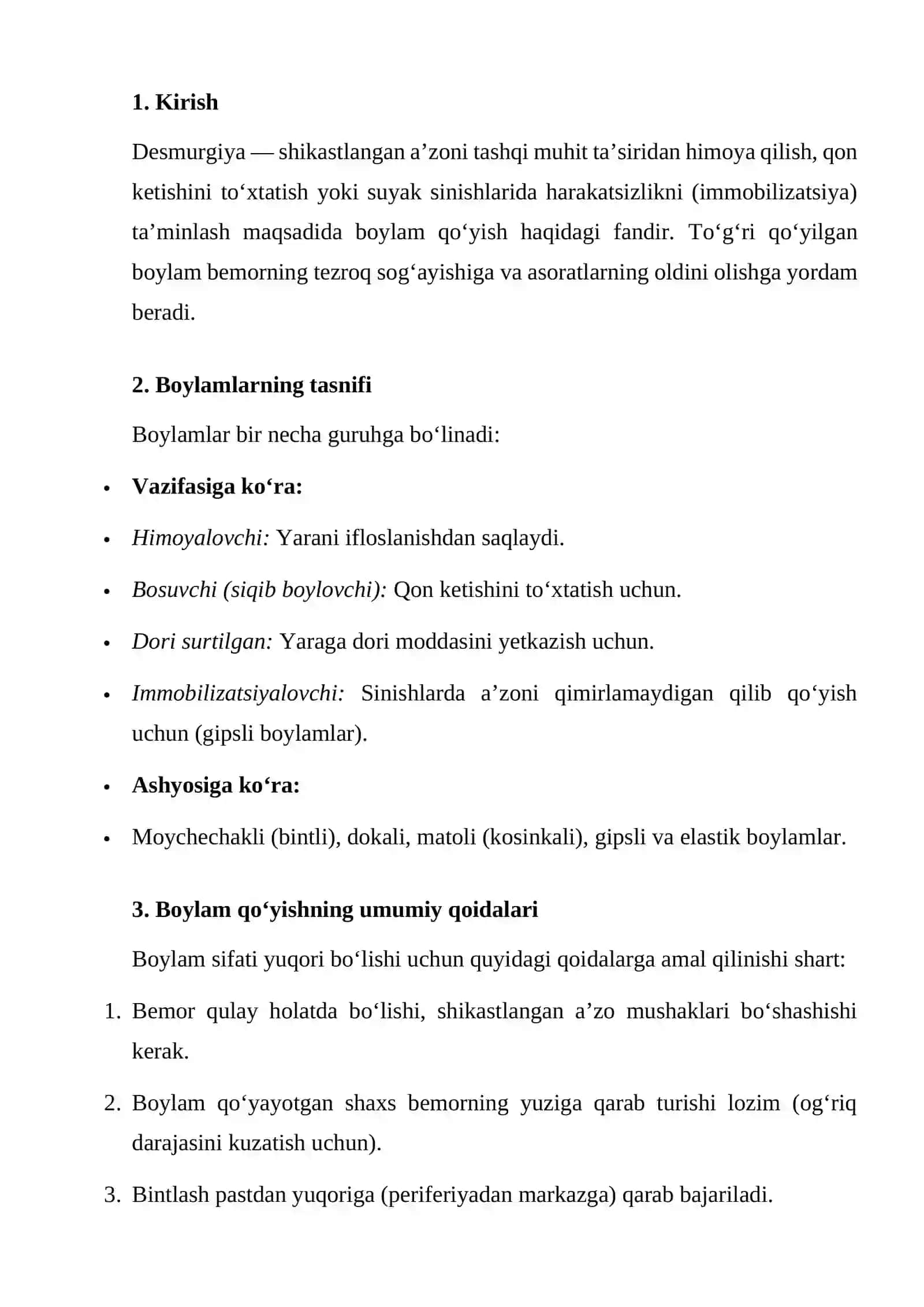 Desmurgiya turlari va boylamlar sifatini aniqlash 2