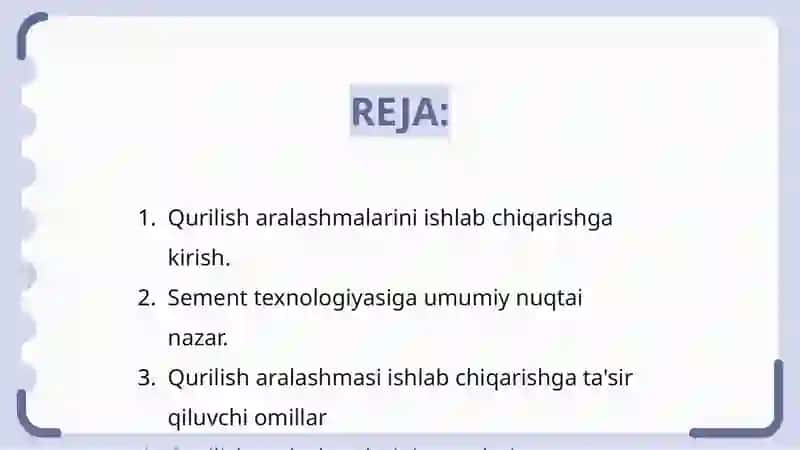 Sement asosida qurilish qorishmalarini ishlab chiqarish texnologiyasi 2