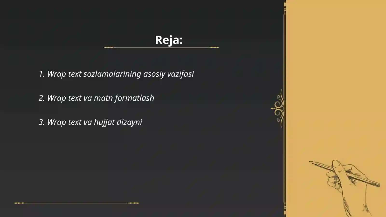 Wrap text sozlamalaridan foydalanish 2