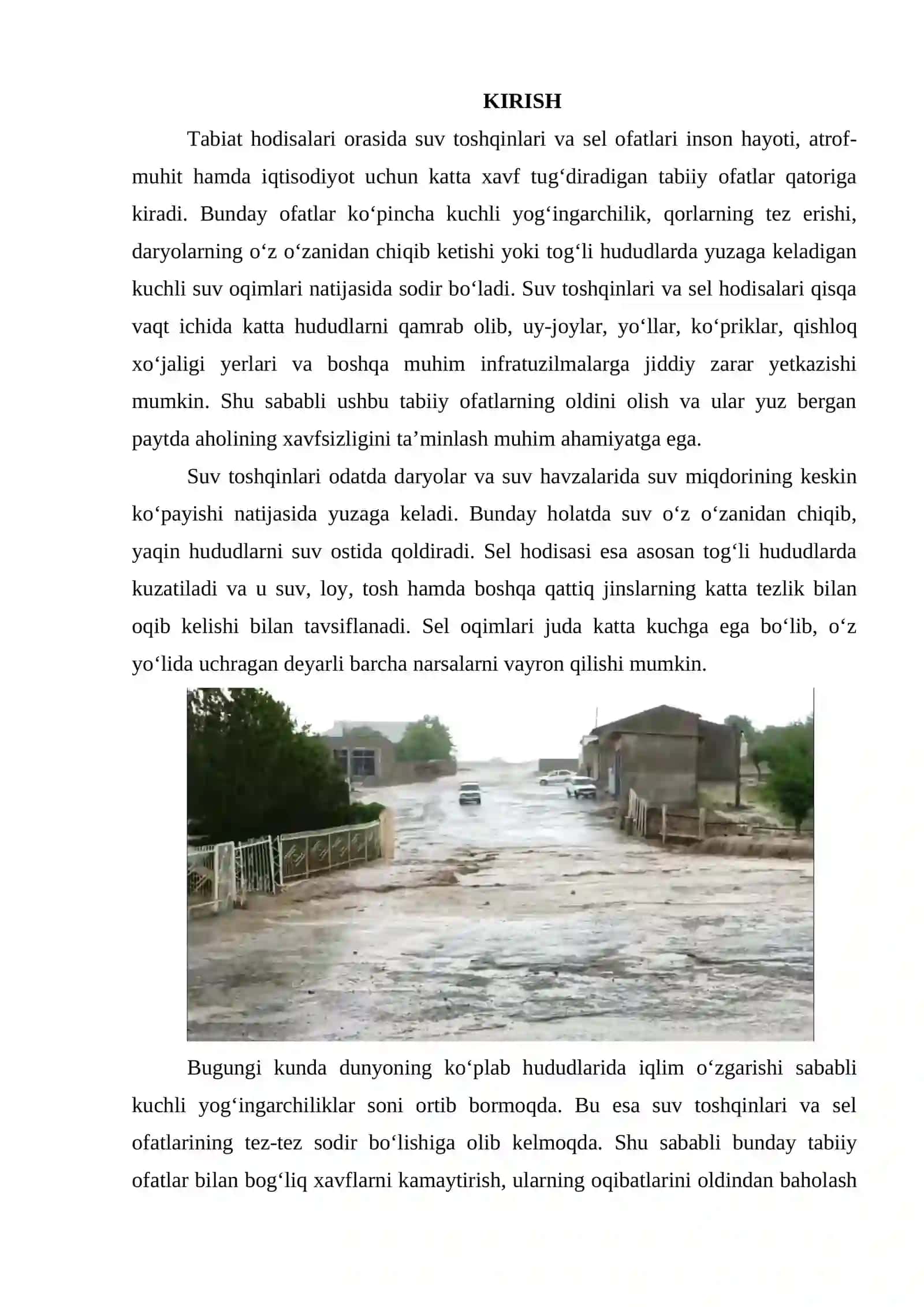 Suv toshqinlari va sel ofatlarida xavfsizlik choralarini tashkil etish 2