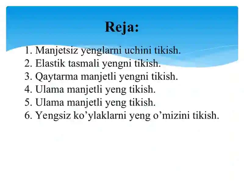 Yeng uchiga kesimli ishlov berish 2