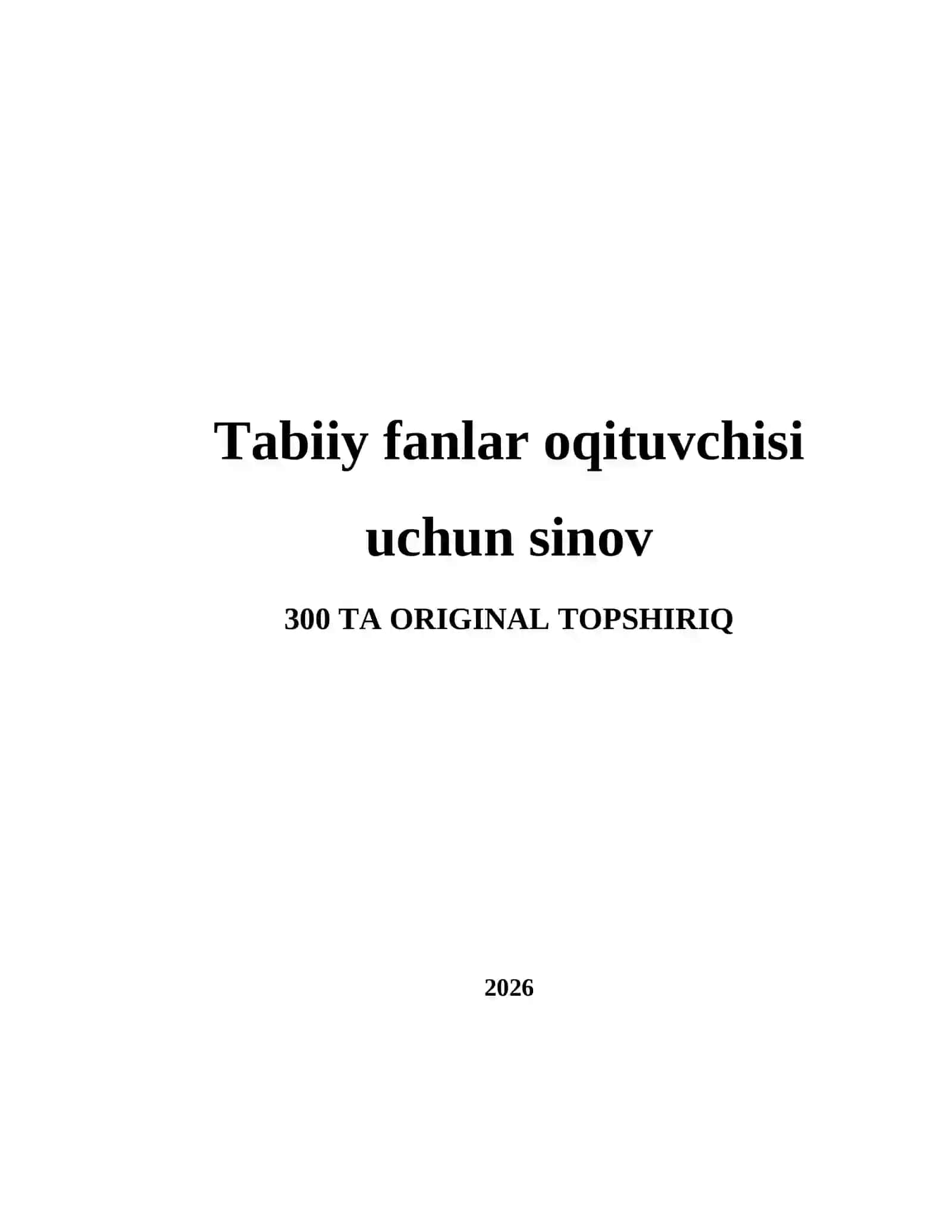 Tabiiy fanlar oqituvchisi uchun sinov 2