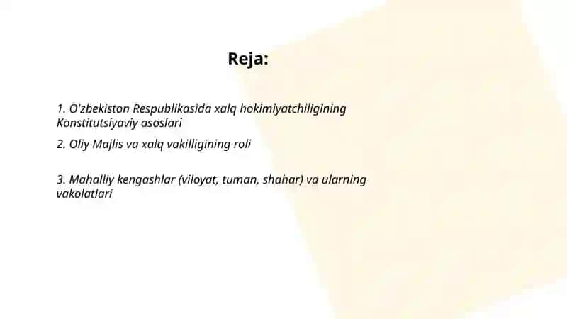 O'zbekiston Respublikasida xalq hokimiyatchiligining Konstitutsiyaviy asoslari 2