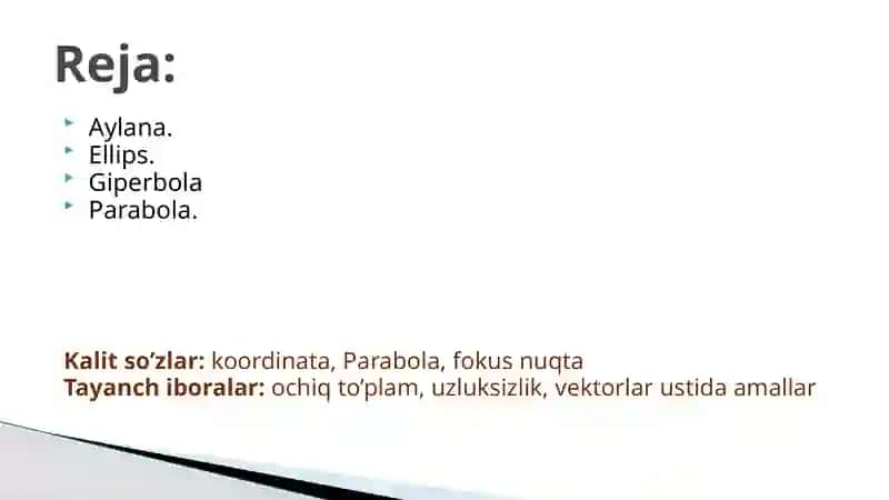 Ikkinchi tartibli egri chiziqlar 2