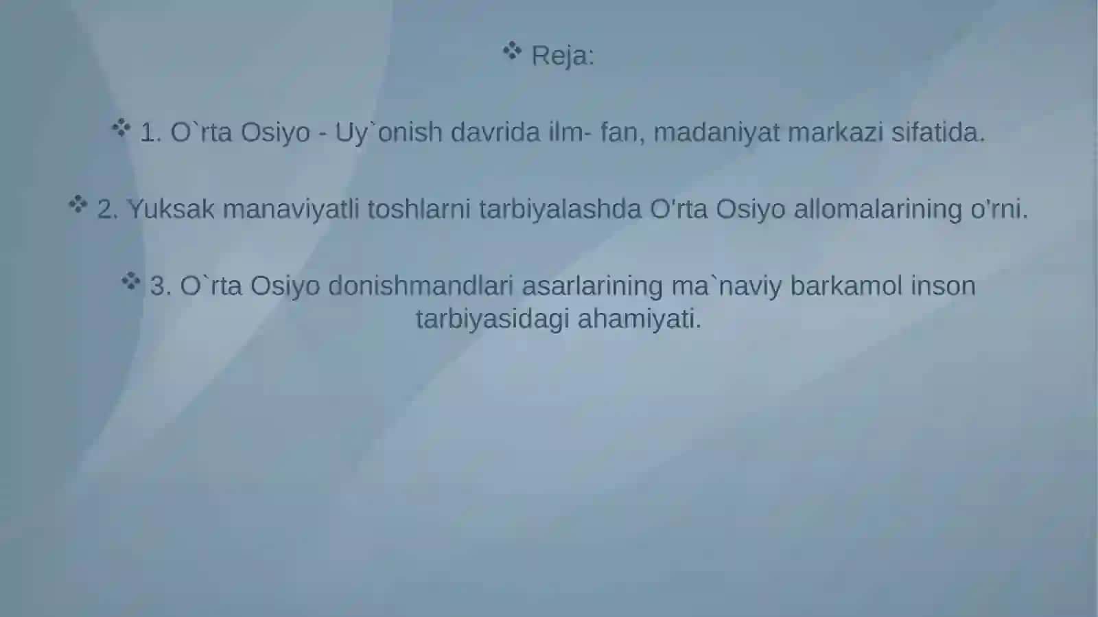 YUKSAK MANAVIYATLI YOSHLARNI TARBIYALASH O‘RTA OSIYO ALLOMALARIILMIY MEROSI 2