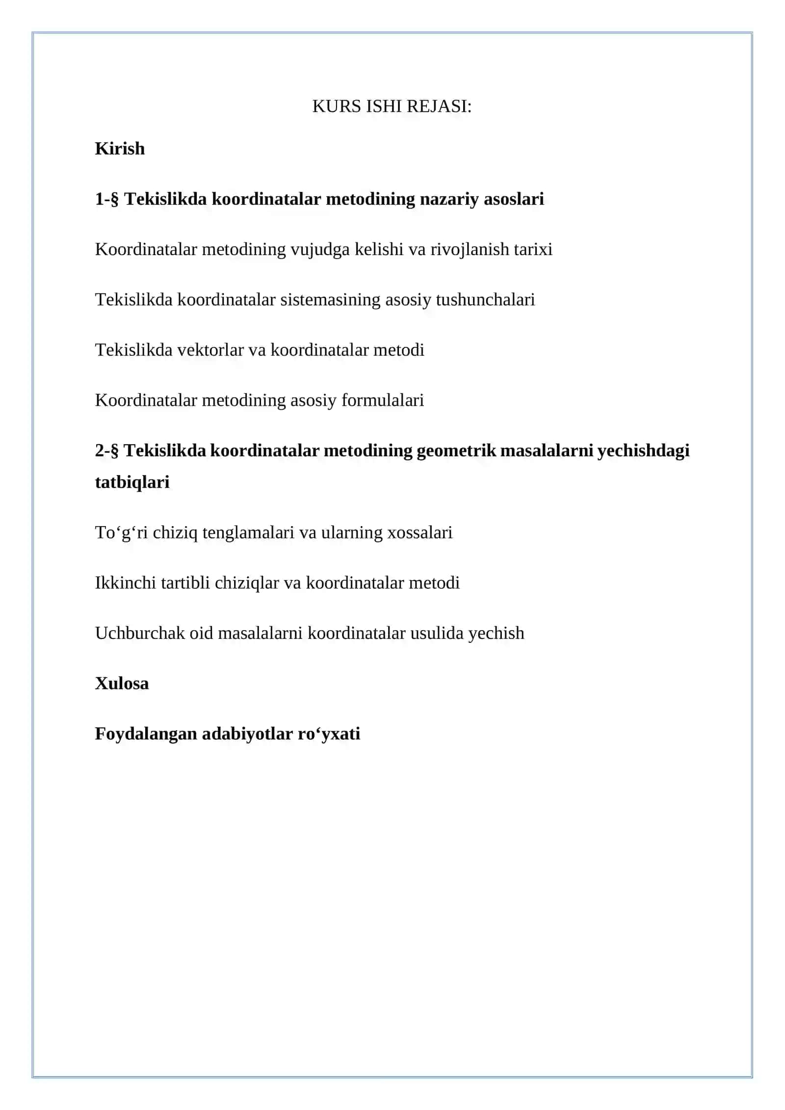 TEKISLIKDA KOORDINATALAR METODI 2
