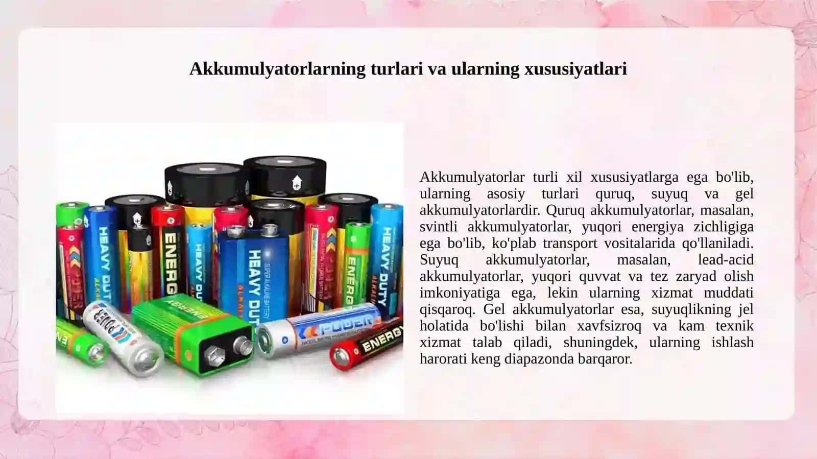 Akkumulyatorlar va ularning ishlash prinsiplari 2