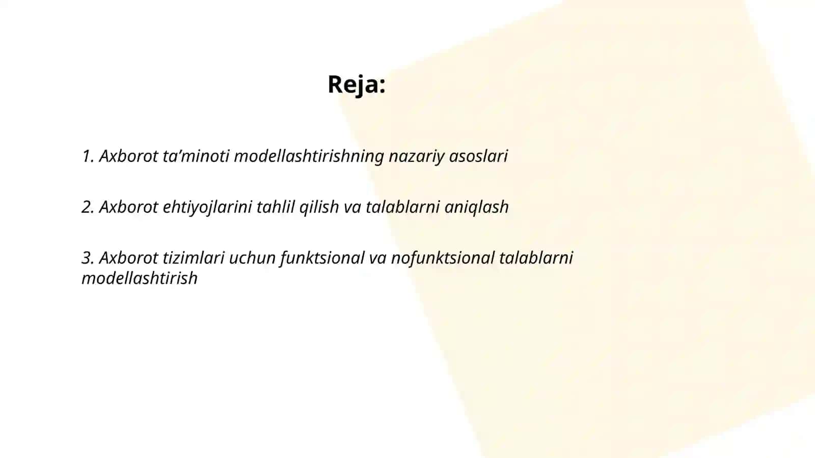 Axborot taʼminoti modellashtirish 2