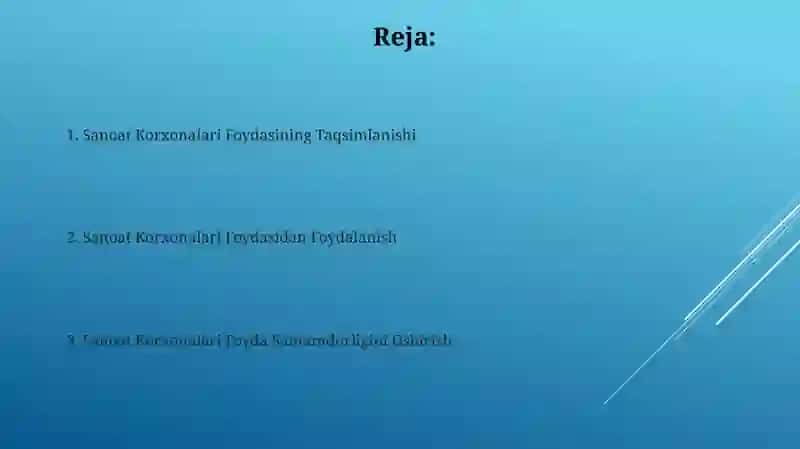 Sanoat korxonasi foydasining taqsimlanishi va ishlatilishi 2