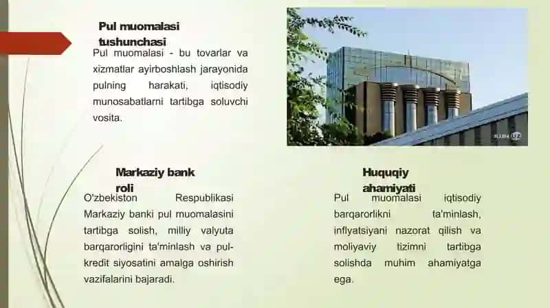 Pul muomalasi huquqiy asoslari va naqd pul siz hisob-kitoblar 2