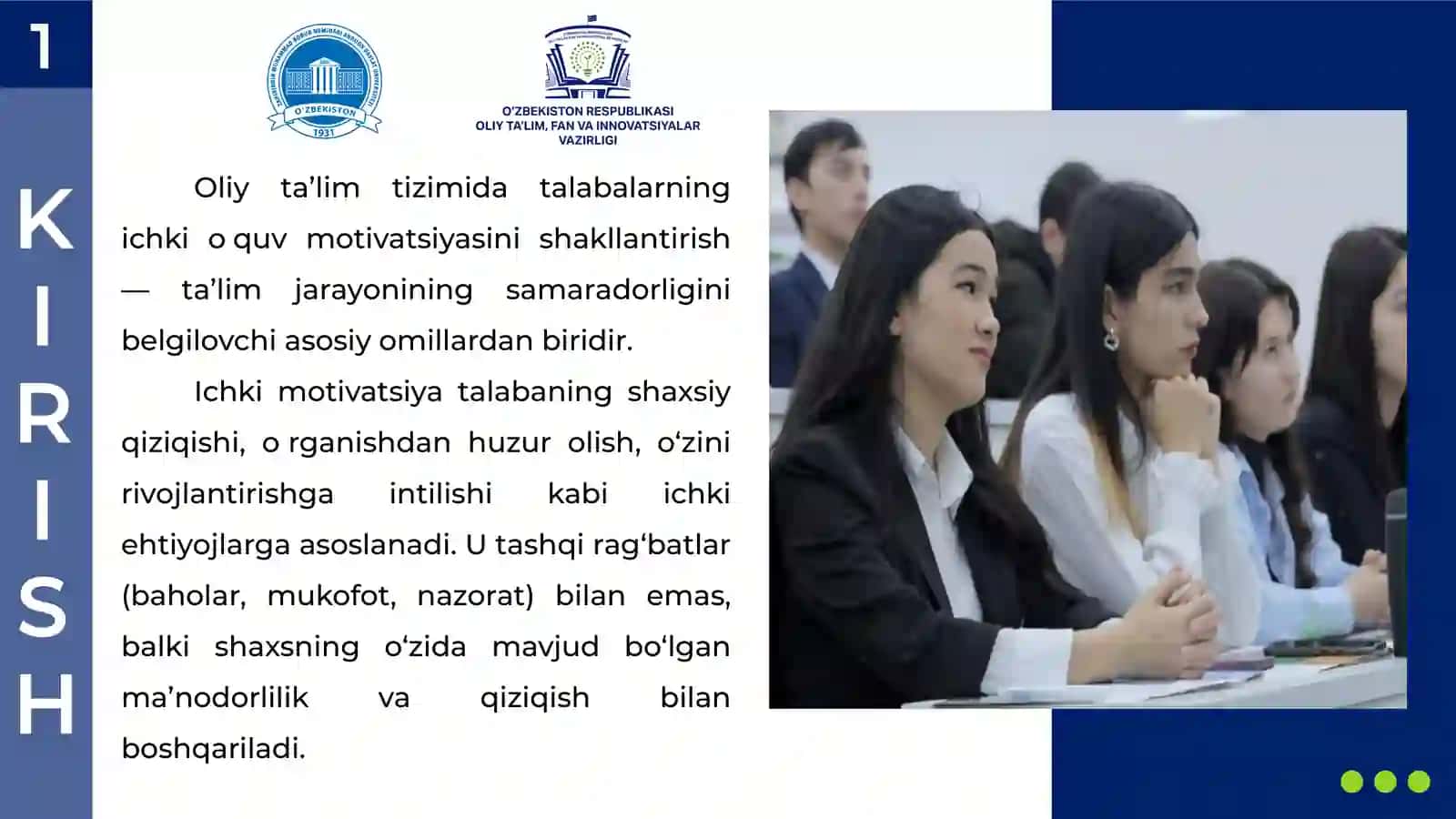 OLIYTAʼLIM DATALABALARNING ICHKIOʻQUV MOTIVATSIYASINI RIVOJLANTIRISHNING PSIXOLOGIK MEXANIZMLARI 2