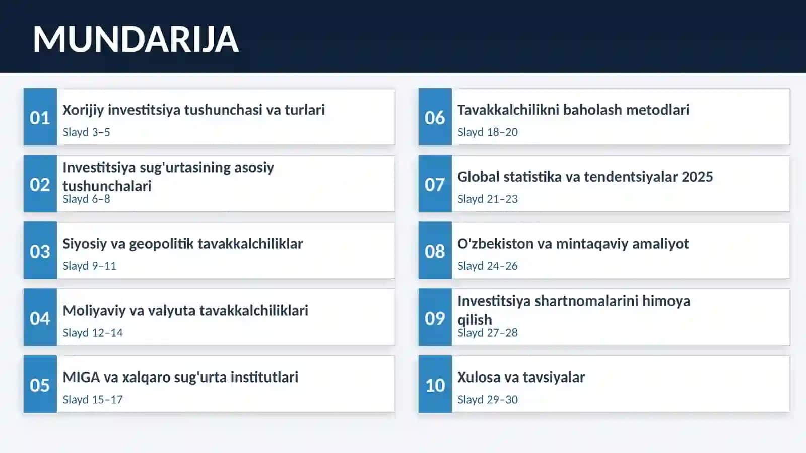 XORIJIY INVESTITSIYALARNI SUG'URTALASH VA TAVAKKALCHILIK 2