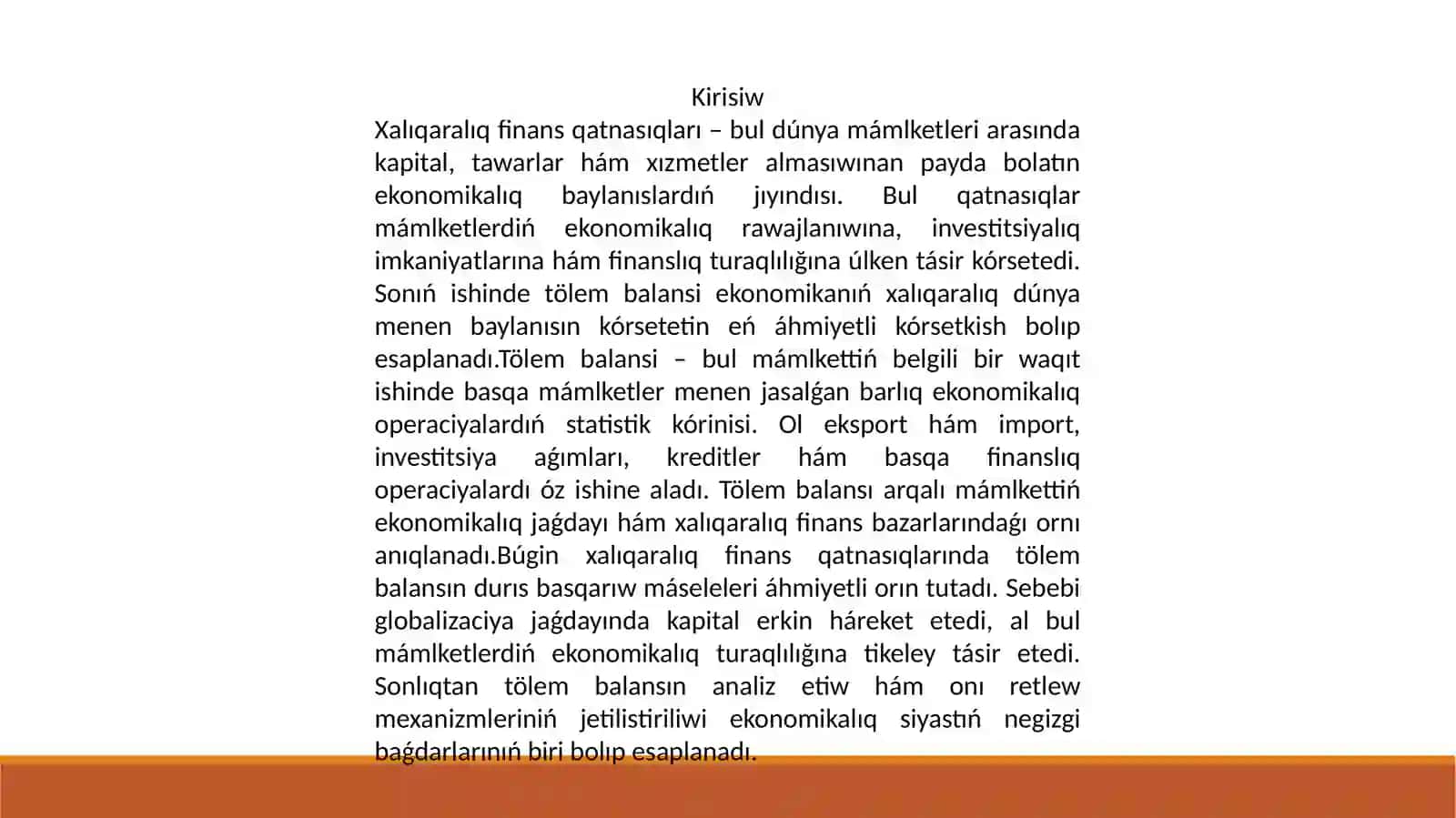 Xalıqaralıq finans qatnasıqlarında tölem balansın basqarıw 2