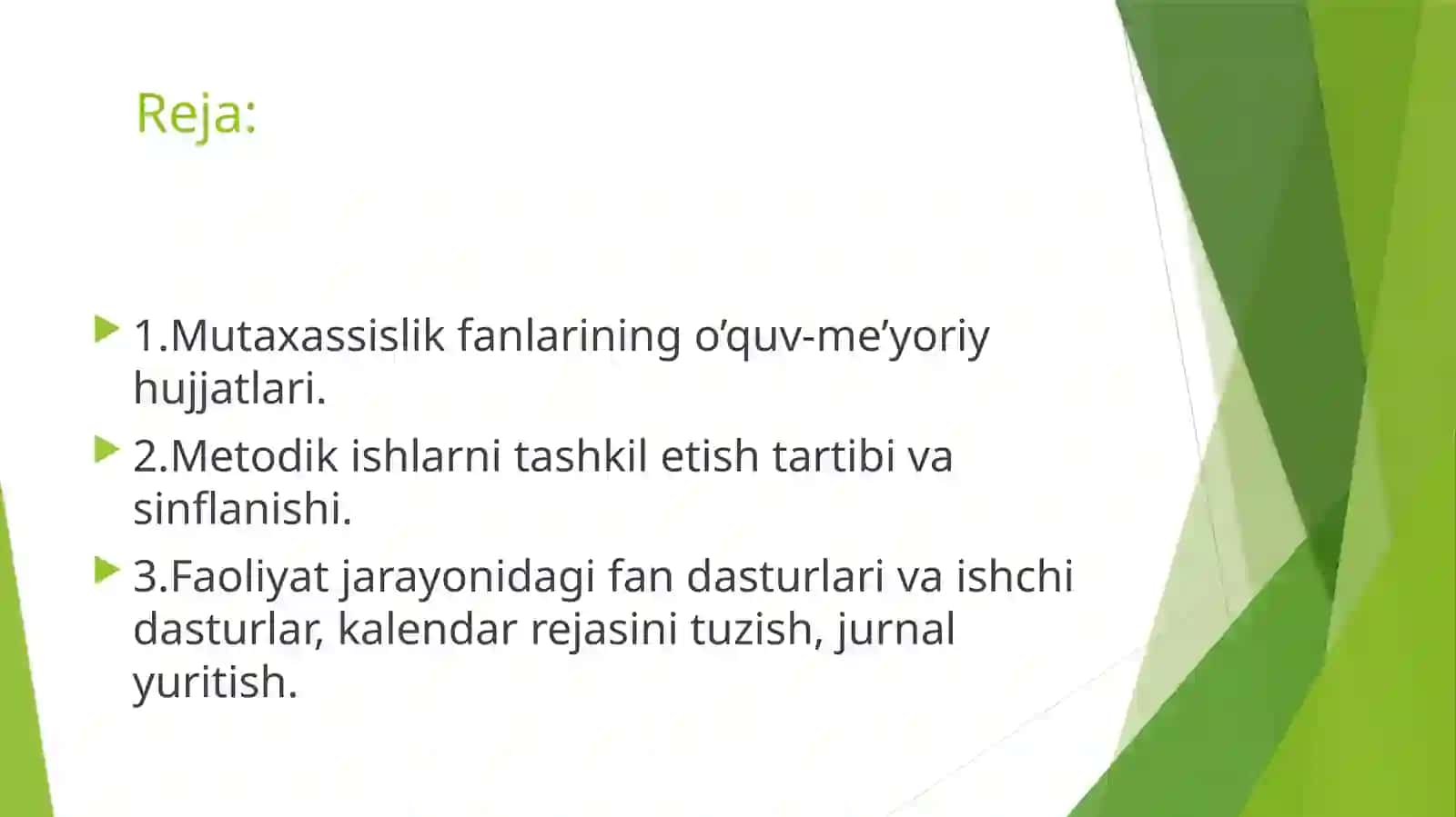 Mutaxassislik fanlarining o’quv-me’yoriy hujjatlar va metodik ishlarini tashkil etish 2