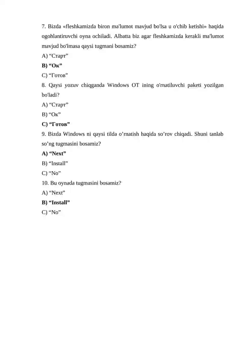 Windows OTni kompyuterga o`rnatish 2