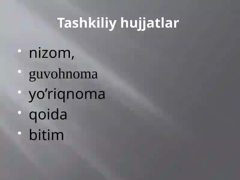 Tashkiliy hujjatlar turlari 2