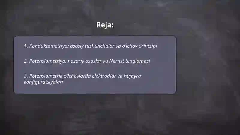 Konduktometriya va Potensiometriya 2