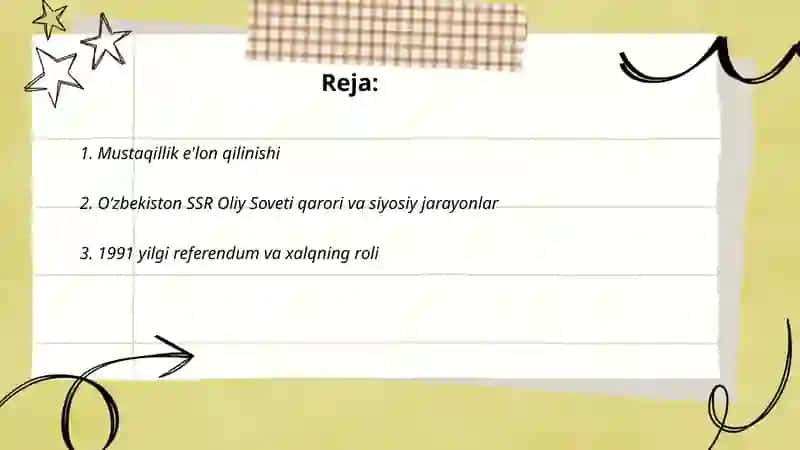 Mustaqil O'zbekiston Respublikasining tashkil topishi 2
