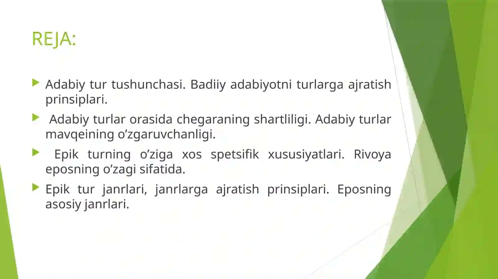 Adabiytur va janrlar nazariyasi.Epiktur va uning janrlari 2