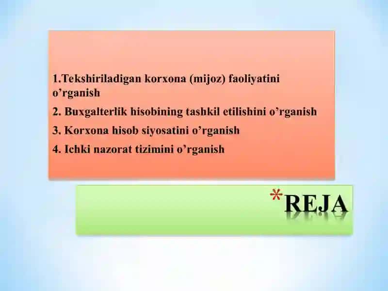 Auditorlik tekshiruvi vaqtida ichki nazorat tizimini o’rganish hamda baholash 2