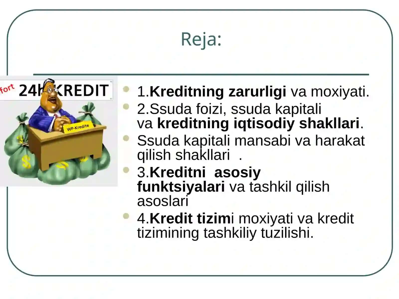 Bozor iqtisodiyoti sharoitida kredit va uning roli 2