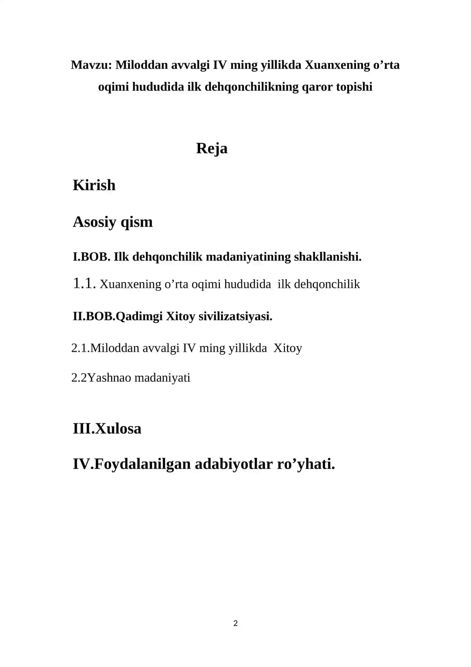 Miloddan avvalgi IV ming yillikda Xuanxening o’rta oqimi hududida ilk dehqonchilikning qaror topishi 2