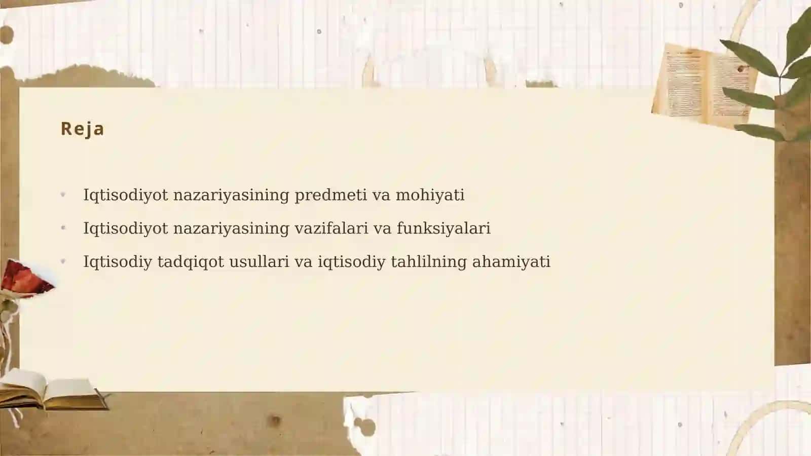 Iqtisodiyot nazariyasining predmeti vazifalari va tadqiqot usullari 2