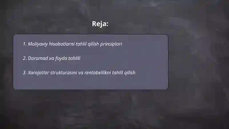 Moliyaviy hisobotlarni tahlil qilish prinsiplari 2