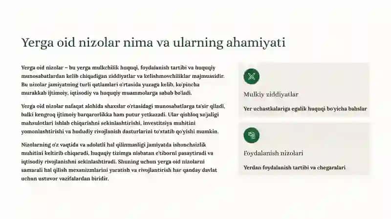 Yerga oid nizolar va ularni hal qilish usullari 2