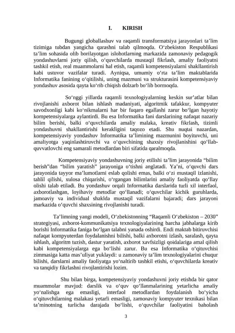 Informatika fanida kompetensiyaviy yondashuvni joriy etish metodikasi 2