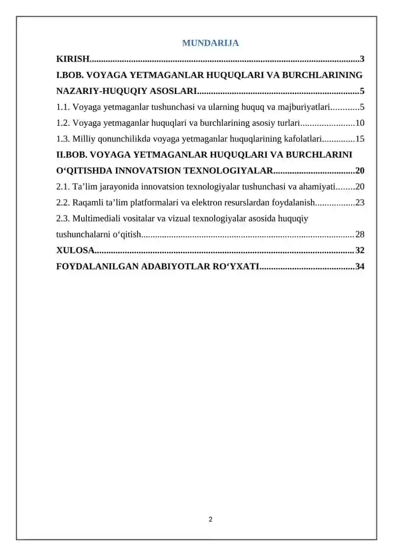 Voyaga yetmaganlar huquqlari va burchlari mavzusini oʻqitishda innovatsion texnologiyalar 2