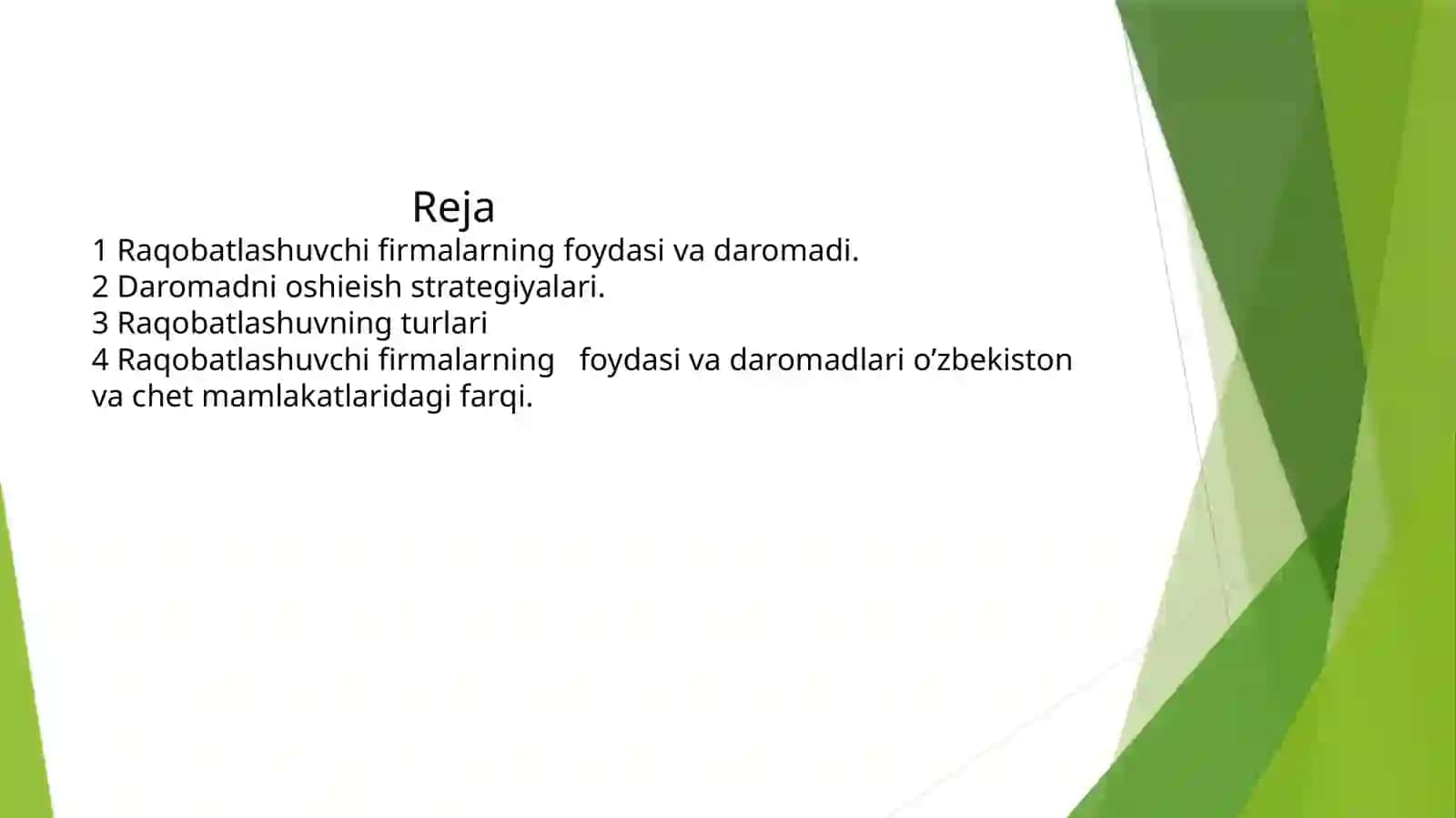 Raqobatlashuvchi firmalarning foydasi va daromadlari 2