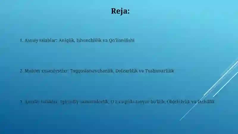 Statistika koʻrsatkichlariga qoʻyiladigan asosiy talablari 2