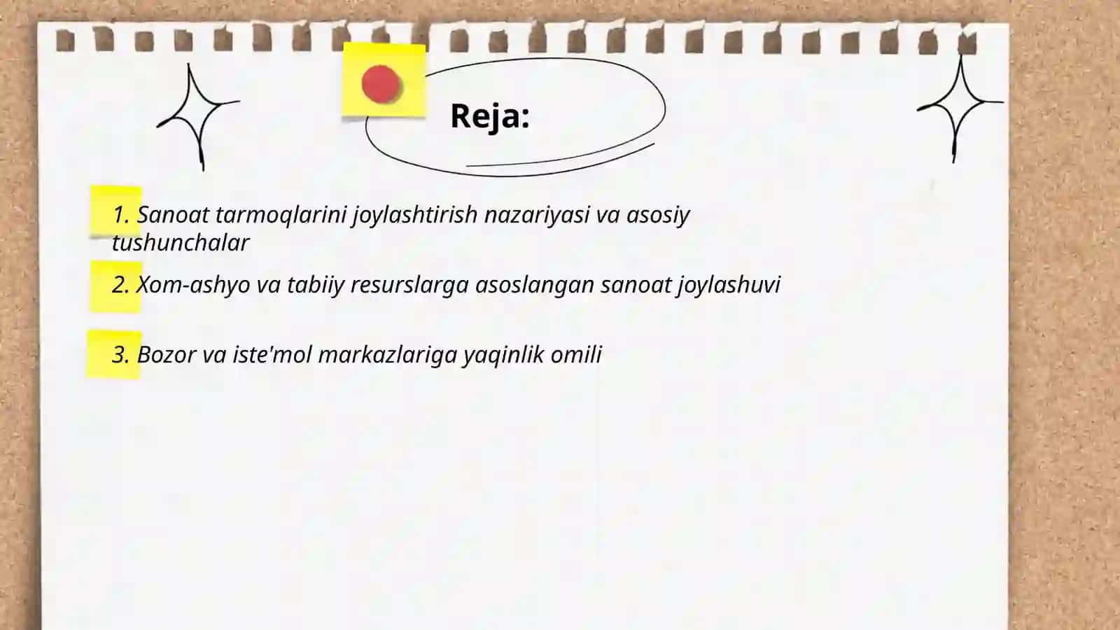 Sanoat tarmoqlarini joylashtirish 2