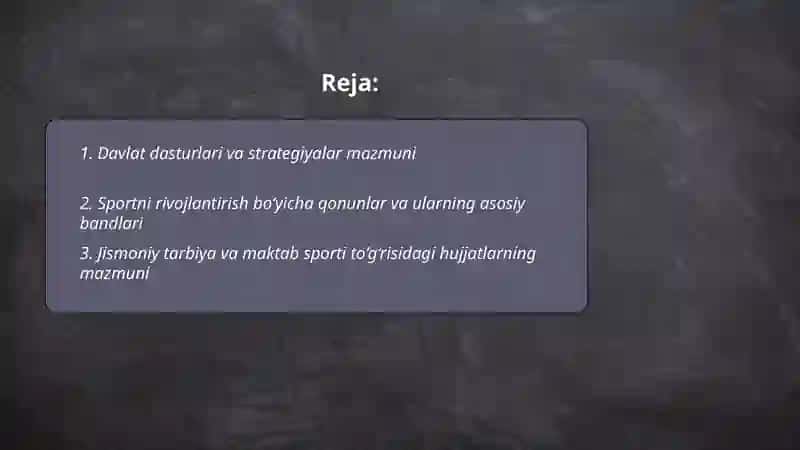 Jismoniy tarbiya va sportni rivojlantirish hujjatlari 2