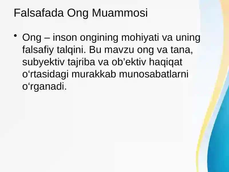Falsafada Ong Muammosi 2
