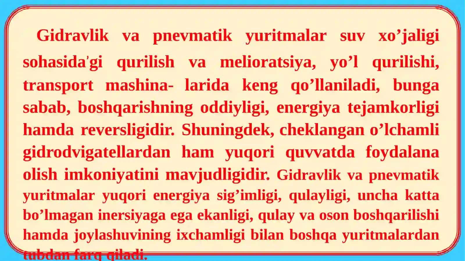 Gidravlik va pnömatik yuritma 2